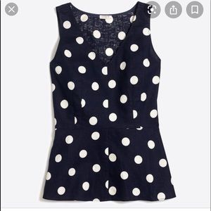 J Crew Polka Dot Peplum Blouse Size 0